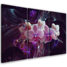  Vászonkép 3 részből, Fehér orchidea sötét háttéren - 90x60 cm tapéta, díszléc és más dekoráció