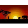  Vászonkép Afrika, elefántok, naplemente, 105 x 70 cm