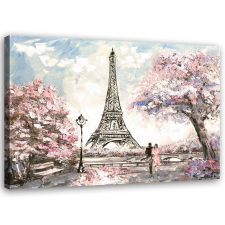  Vászonkép, Eiffel-torony Párizs festett - 100x70 cm tapéta, díszléc és más dekoráció
