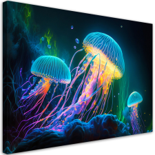  Vászonkép, Neon medúza a víz alatt - 100x70 cm tapéta, díszléc és más dekoráció