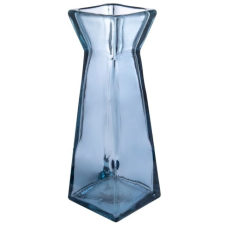  Váza szögletes üveg 30x10cm kék dekoráció