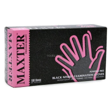 . Védőkesztyű, egyszer használatos, nitril, L méret, 100 db, púder nélküli, fekete védőkesztyű