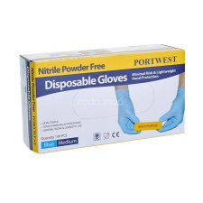 . Védőkesztyű, egyszer használatos, nitril, L méret, púder nélküli, kék védőkesztyű