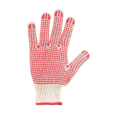 . Védőkesztyű, kötött, csúszásgátló pöttyökkel, 7 méret, fehér/piros