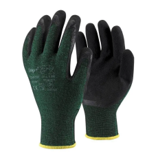  Védőkesztyű latex mártott poliészter TOP COMFORT, fekete/zöld, L
