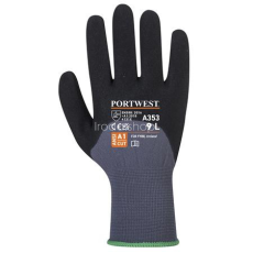 . Védőkesztyű, nylon, nitrilhab, M méret "DermiFlex Ultra Plus", szürke-fekete