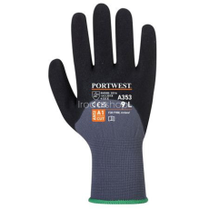 . Védőkesztyű, nylon, nitrilhab, XL méret "DermiFlex Ultra Plus", szürke-fekete