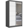  VEGA I. 120x200x60cm tolóajtós szekrény tükörrel - antracit, fehér