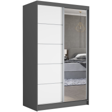  VEGA I. 120x200x60cm tolóajtós szekrény tükörrel - antracit, fehér bútor