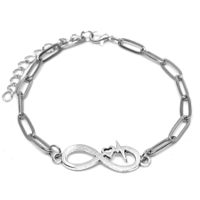  Végtelen-Szív charmos rozsdamentes acél hosszú szemes karkötő, ezüst színű karkötő