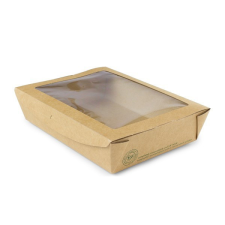 Vegware Lebomló salátás doboz ablakkal, 1,1l, karton és PLA I 300db/karton papírárú, csomagoló és tárolóeszköz