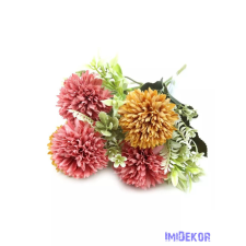  Vegyes színű 6 fejes krizantém csokor 32 cm - Mályva-Barna dekoráció