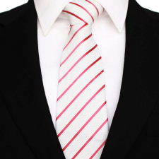 Vékony csíkos - fehér/pink nyakkendő