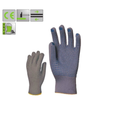  Vékony szürke kopásálló, kék pettyes, 13-as kötésű nylon védőkesztyű védőkesztyű