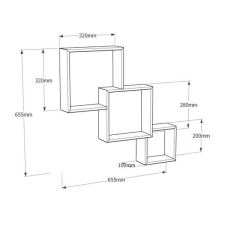 Velano Fali polc modulos összefonódó négyzet wenge (3db-os) 67314 bútor