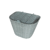 Velotech első fix kosár 26-os kerékpárra, fedeles, fonott műanyag rattan, 35x25x25 cm, szürke