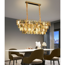  VENARIA Kristálycsillár 12x E14, Hossz 80cm, Fényes Arany, Állítható Magasság világítás
