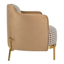  VENICE karosszék pepita szövet fehér és barna - arany alapon bútor