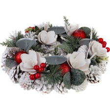  Veniec MagicHome Vianoce, prírodný, biely, adventný, 30 cm karácsonyi dekoráció