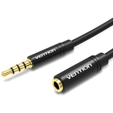 Vention Cotton Braided 3.5mm Audio Extension Cable 5M Black Metal Type kábel és adapter