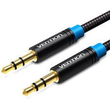 Vention Cotton Braided 3,5mm Jack Male to Male Audio Cable 0,5m Black Metal Type kábel és adapter