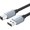 Vention Cotton Braided USB 2.0 A Male to B Male Printer Cable 5m Gray Aluminum Alloy Type (CTTHJ)
