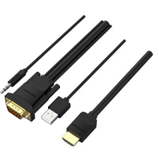 Vention HDMI to VGA Cable with Audio Output & USB Power Supply 1m Black kábel és adapter