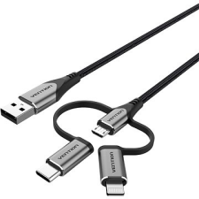 Vention MFi USB 2.0 to 3-in-1 Micro USB & USB-C & Lightning Cable 1.5M Gray Aluminum Alloy Type kábel és adapter