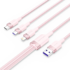 Vention USB 2.0 A Male to 3in1 USB-C, Lightning, Micro-B Male 6A, 1.5 m, Alu. Alloy Type, pink (CTRPG)