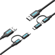 Vention USB 2.0 to 2-in-1 Micro USB & USB-C Cable 0.5M Black PVC Type kábel és adapter