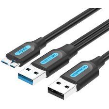 Vention USB 3.0 to Micro USB Cable with USB Power Supply 0.5M Black PVC Type kábel és adapter
