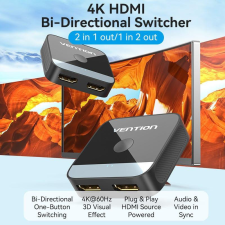 Vention Vention HDMI (2 Portos,kétirányú, 4K,60Hz, fekete), switcher kábel és adapter