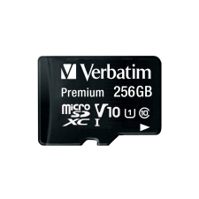 Verbatim 256GB Premium U1 microSDXC UHS-I CL10 memóriakártya + Adapter memóriakártya