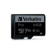 Verbatim 47042 SDXC 64GB Pro U3 Class 10 micro memóriakártya + adapter memóriakártya