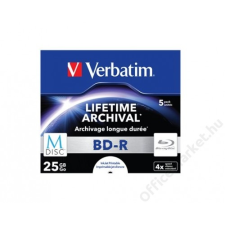 Verbatim BD-R BluRay lemez, archiváló, nyomtatható, M-DISC, 25GB, 6x, normál tok, VERBATIM (BRV-4AR1N) kreatív papír