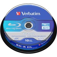 Verbatim BD-R Dual Layer 6x 50 gigabyte, 10 db cakebox írható és újraírható média