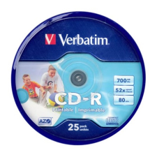 Verbatim CD-R írható CD lemez 700MB matt nyomtatható 25db hengeres (43439) írható és újraírható média