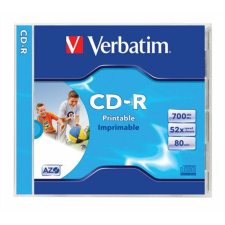 Verbatim CD-R lemez, nyomtatható, matt, ID, AZO, 700MB, 52x, 1 db, normál tok, VERBATIM (CDV7052N) írható és újraírható média