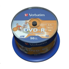 Verbatim DVD-R 4.7GB 16x DVD lemez nyomtatható 50db/henger  (43744/43533) (43744/43533) írható és újraírható média
