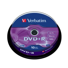 Verbatim DVD-R lemez 4,7 GB 16x, 10db hengeren AZO írható és újraírható média