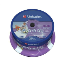 Verbatim DVD+R lemez, kétrétegű, nyomtatható, no-ID, 8,5GB, 8x, hengeren, VERBATIM &quot;Double Layer&quot; írható és újraírható média