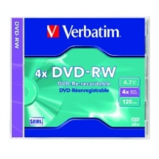 Verbatim DVD-RW 4,7 GB, 4x, újraírható, normál tokban írható és újraírható média