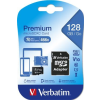 Verbatim Memóriakártya, microSDXC, 128GB, CL10/U1, 90/10 MB/s, adapter, VERBATIM,  Premium