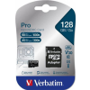 Verbatim Memóriakártya, microSDXC, 128GB, CL10/U3, 90/45 MB/s, adapter, VERBATIM "PRO"