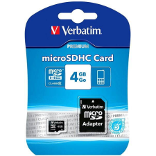 Verbatim MicroSDHC 4GB Class 10 + SD adapter memóriakártya