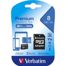 Verbatim MicroSDHC 8GB Class 10 + SD adapter memóriakártya
