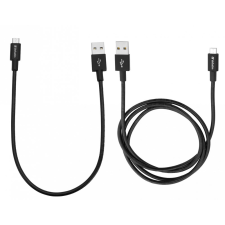 Verbatim MicroUSB - USB-A adat- és töltőkábel 100cm és 30cm fekete (48875) (Verbatim48875) mobiltelefon kellék