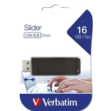 Verbatim Pendrive, 16GB, USB 2.0, VERBATIM &quot;Slider&quot;, fekete pendrive