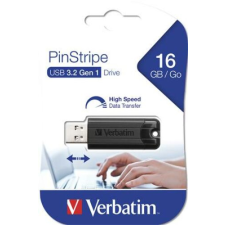 Verbatim Pendrive, 16GB, USB 3.2, VERBATIM "Pinstripe", fekete pendrive