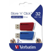 Verbatim Pendrive, 2 x 32GB, USB 3.2, 80/25MB/sec, VERBATIM Store n Click, piros, kék (UV32SC2)